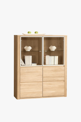 Sklenená dubová vitrína, Nice 05 dub bianco